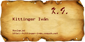 Kittinger Iván névjegykártya